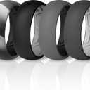 ThunderFit Men's Air Groove 7.8mm Wide 1.8mm Thick Silicone Rings, Variety Multipack 1-7