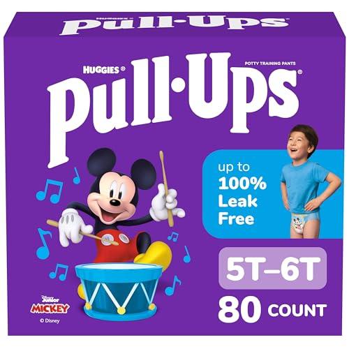 Pull-Ups Boys' Potty Training Pants, Size 5T-6T Training Underwear (46-60 lbs), 80 Count (2 Packs of 40)
