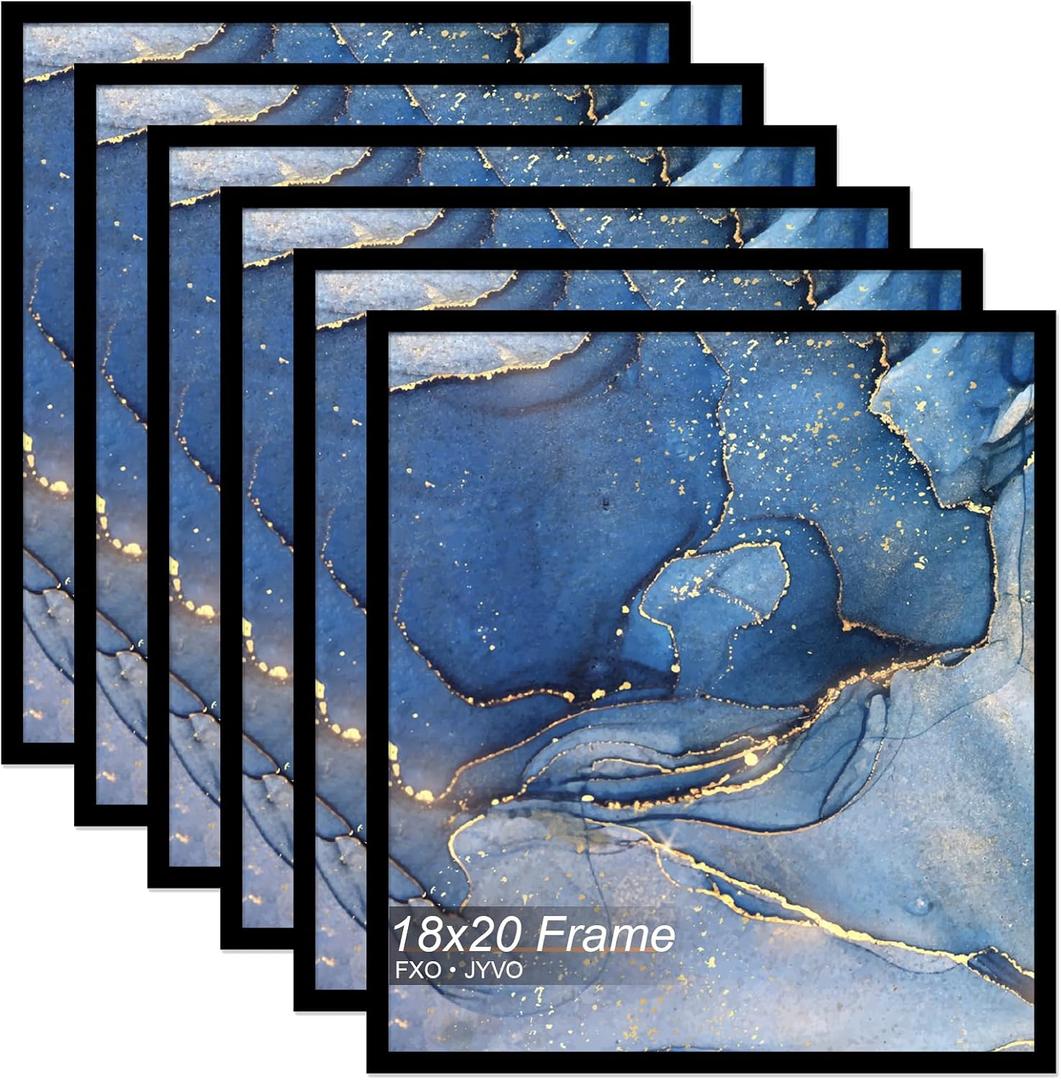 Fxojyvo 18x20 Picture Frame Set of 6, Black Frame for 18 x 20 Inch Picture Poster Photo, Light Weight and High Transparent 18 by 20 Frame for Wall - 6 Pack/Black/18 x20