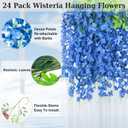 LELEE 25 Pcs Artificial Wisteria Hanging Flowers 3.6ft Royal Blue Fake Hanging Flowers Garland Silk Flowers Rattan String Faux Wisteria Vine for Wall Home Wedding Party Arch Greenery Backdrop Decor