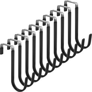 FYY Over The Door Hooks, 10 Pack Door Hangers Hooks with Rubber Prevent Scratches Heavy Duty Organizer Hooks for Living Room, Bathroom, Bedroom Hanging Clothes, Towels, Hats, Coats, Bags Black (Short)