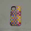 Vinlayss Compatible with iPhone 15 Plus Case6.7" with Cute Colorful Checkered Pattern, Shockproof Slim TPU and Hard PC Protective Phone Case for Women Girl Men - Colorful 3