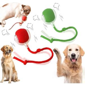 2 Packs New Electric Dog Ball Toy for Cat,360 Smart Automatic Interactive Rolling Dog Smart Pet Toy Ball,Gift for Kids (red&green)
