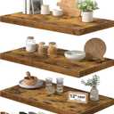 QEEIG 12" Deep Floating Shelves for Wall - 12 x 24 inch Book Shelf Bathroom Bedroom Kitchen Living Room Hanging Bookshelf Farmhouse Set of 3, Brown (026-60BN3), 23.6" x 12"