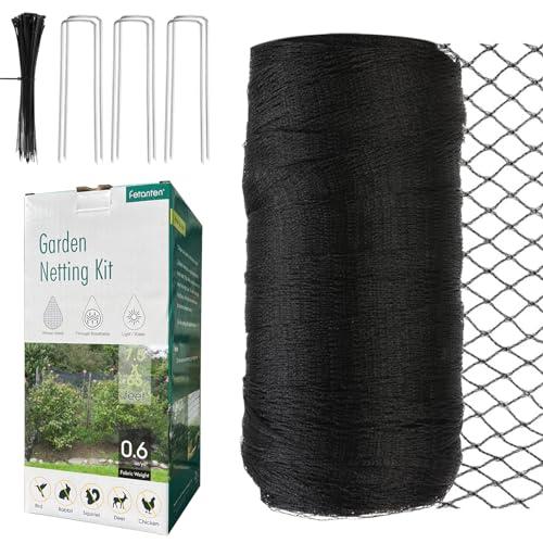 Bird Netting for Garden, Fetanten Netting for Garden Protection Vegetables Fruit Trees Blueberry from Birds Deer Poultry, Heavy Duty Woven Mesh Net Animal Fencing with Ties and Staples