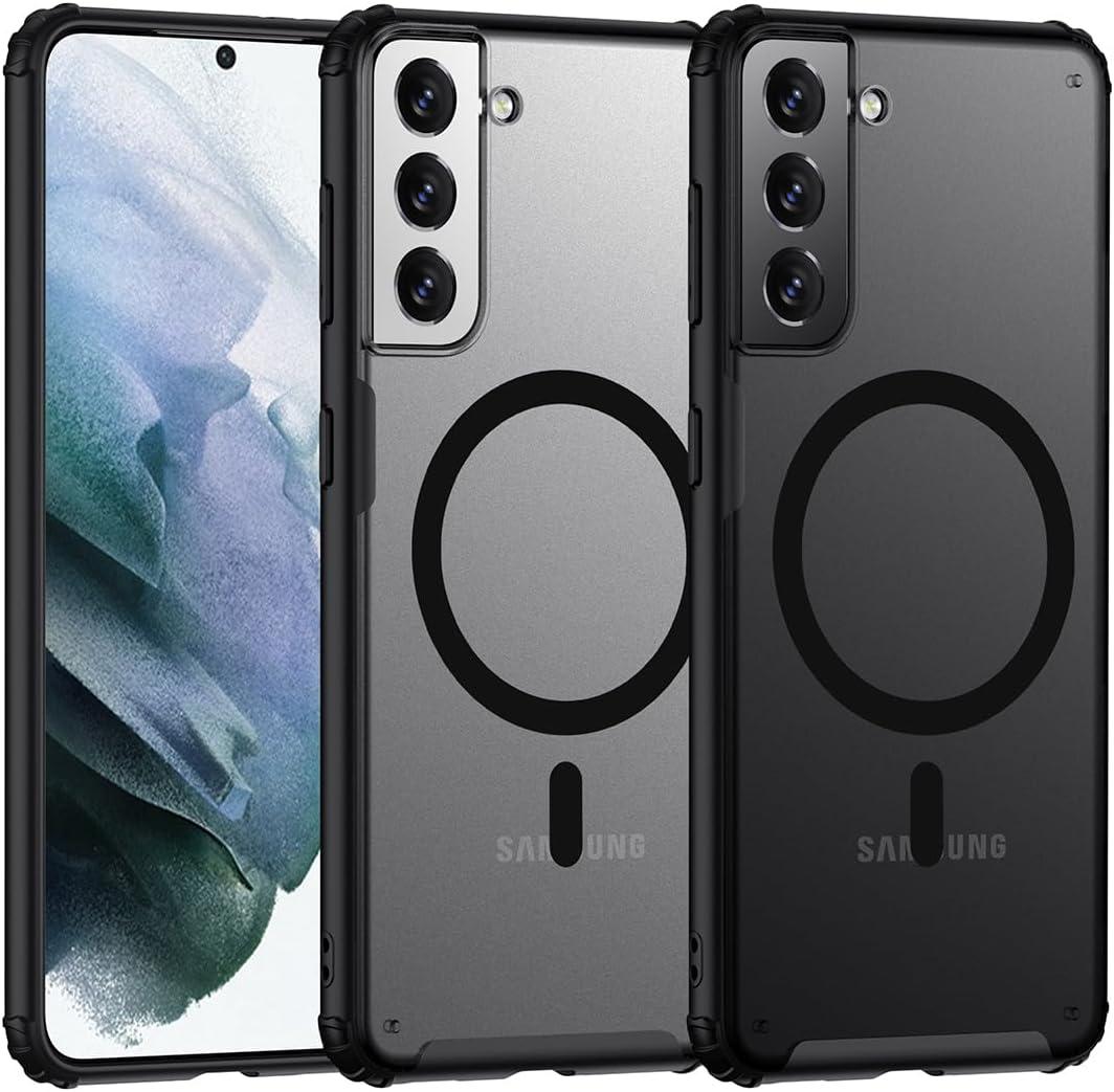 TIANNIUKE Magnetic Case for Samsung Galaxy S21 Plus, Translucent Matte Anti-Fingerprint, Compatible with MagSafe,Slim Fit Shockproof Protective Phone Case for Galaxy S21+ Case, S21 Plus (6.7 Inch) (Black)