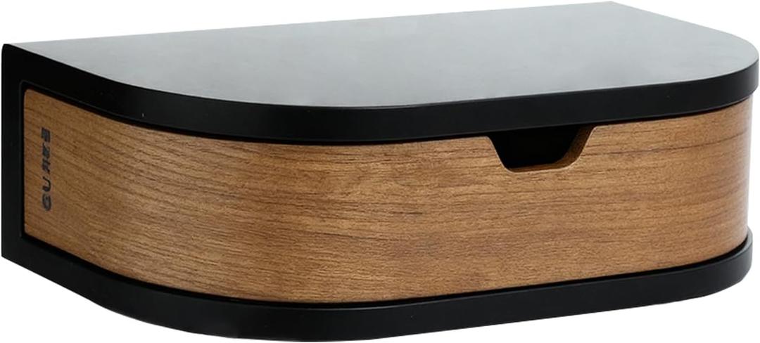 10.4Inch Floating Nightstand, Wall Mounted Bedside Shelf, Handmade Bedroom Furniture,Floating Bedside Table, Floating Nightstand with Drawer (Black, Single Drawer)