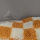 KICMOR 4x6 Rugs for Bedroom Living Room, Orange and Cream White Fluffy Fuzzy Checkered Shag Area Rug Shaggy Bedside Carpet, Furry Plush Soft Rug for Kids Boys Girls Room Nursery Playroom Home Decor