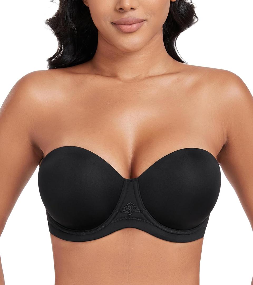 DotVol Women's Multiway Strapless Bra Full Figure Underwire Contour Beauty Back Plus Size Bra (42DD, Black)