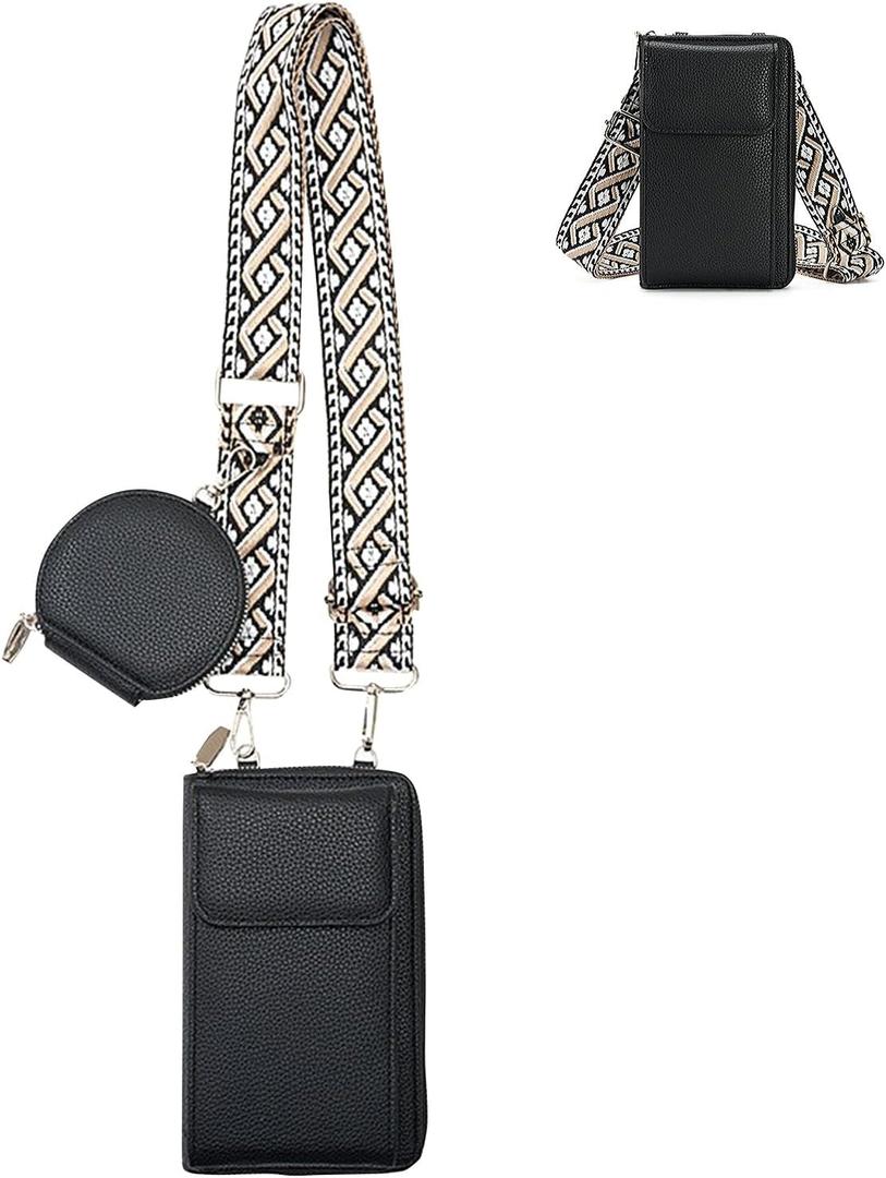 Small Crossbody Bags for Women Trendy Vegan Leather Cell Phone Purse Wallet Bag Handbag with Coin Purse &Card Slots | Small, for Women, Trendy, with Coin Purse, Card Slots (Black)