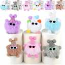 Valentines Day Cards and Gifts for Kids School 24 Pack Cartoon Plush Keychain Set Classroom Exchange for Students with Stuffed Toys