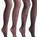 VERO MONTE Women Patterned Fishnet Tights Black Fishnets Net Stockings Pantyhose, One Size