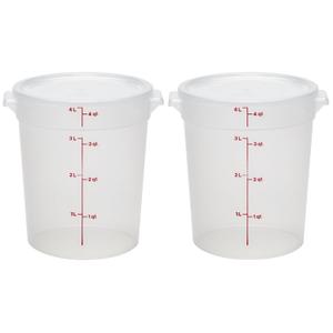 Cambro Food Storage Containers with Lids (BPA-Free) - 4 Quart - Food Grade Buckets with Lids (2 Pack) - For Dough Proofing and Brining (Translucent)