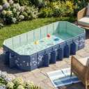 Foldable Swimming Pool, 122"x65"x19.7" Large Non-Inflatable Collapsible Pool for Kids & Adults, Thickened Hard Plastic Portable Backyard Pool, Mosaic Pattern Oversized Outdoor Kiddie Pool