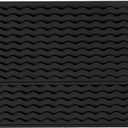 ZLR 2 Pcs Silicone Sponge Holder & Sink Caddy Tray (6" x 17") - Narrow Dish Drying Mat for Kitchen Counter - Waterproof Soap Dispenser Organizer, Non-Slip Bathroom Vanity Tray (Black)