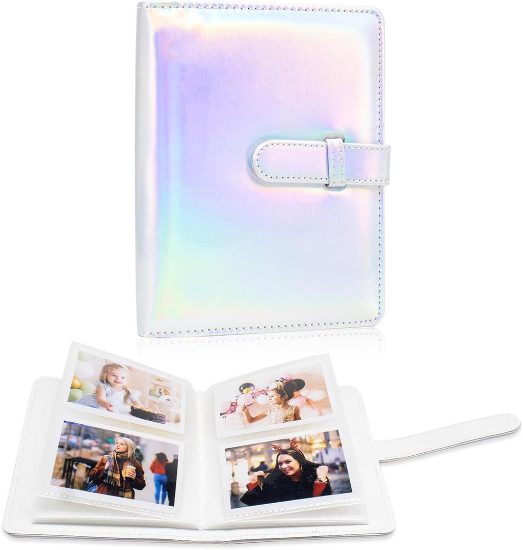 64 Pockets Photo Album Book for 2x3 Inch Film - Mini Small Albums for Fujifilm Instax Mini Instant Camera, for Polaroid Hi-Print Pictures (Magic Silver)