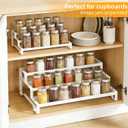3-Tier Spice Rack Organizer, 13"-21.5" Expandable Spice Organization Shelf, Metal Seasoning Organizer for Kitchen Countertop or Pantry, Slip-Resistant Design for Jars and Bottles, White (Blue, M)