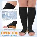 3 Pack Copper Compression Socks for Women & Men, 20-30mmHg Open Toe Knee High Stockings for Circulation Support (Black, S/M)