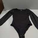 Avidlove Women Puff Long Sleeve Bodysuit Mesh Square Neck Thong Sexy Body Suits Double Lined Leotards (Black, XS)