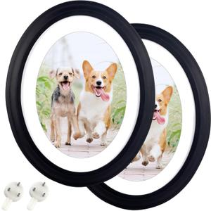 2PCS Oval Frame 8x10 Inch Picture, 8 by 10 Black Photo for Wall With Mounting Screws and Hooks, Vintage Oval