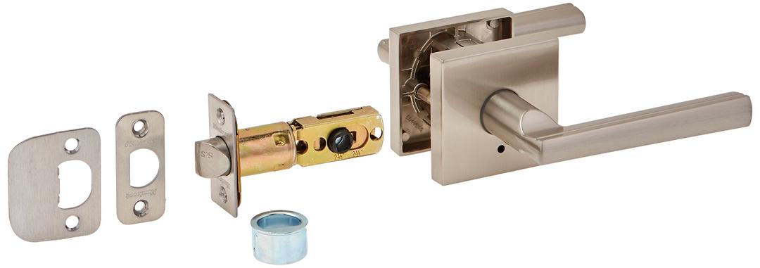 Kwikset 155MRLSQT-15 Montreal Square Privacy Door Lock Satin Nickel Finish