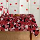 Horaldaily Valentine Tablecloth 5270 Inch Rectangular, Red Love Hearts Black Washable Table Cover for Party Picnic Dinner Decor