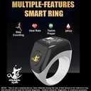 Aladdin Myth Multifunctional Tasbih Prayer Smart Ring, Tasbeeh Counters, Prayer Direction Indicator Guide, 5 Azan Alarm Clock, Electronic Rosary, Step Counting, Heat Rate, SPO2, Blood Pressure, Black
