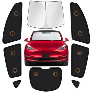Fit for Tesla Model Y 2020-2024 Car Window Shades, 8pcs Privacy Sun Shade Set for Front Windshield Side and Rear Windows, Full Window Covers Keeps Vehicle Cool for Camping Napping