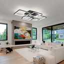 Shine LUEST Modern LED Ceiling Light Fixture Black Kitchen Lighting Fixtures Ceiling for Bedroom 31.5" Dimmable 6 Ring Square Ceiling Light for Kitchen with Remote Control for Living Room,Dining Room