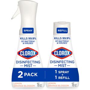 Clorox Disinfecting Mist, Lemon and Orange Blossom, 1 Spray and 1 Refill, 16 oz Each