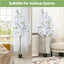 6FT Artificial Cherry Blossom Tree, Realistic Fake Cherry Blossom Tree in Pot, Decorative Faux Sakura Tree for Indoor Home Decor, Garden, Wedding, Party, Office (White)