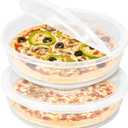 2 Pack 12 Inch 2-Compartment Food Storage Containers with Lids & Handles - Reusable Round Pie Carriers, Pizza Slice Holders for Pie, Cheesecake, Tortilla,Dumplings, Eggs