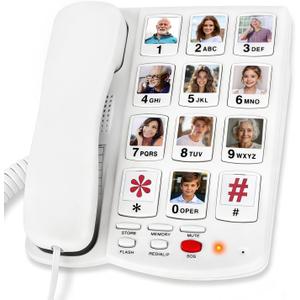 Big Button Phone for Seniors,10 One-Touch Dialing Corded Landline Telephone