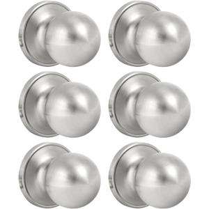 HOSOM 6 Pack Dummy Door Knob, Keyless Closet Door Knobs Satin Nickel Dummy Door Handle, Exterior/Interior Door Knob, Individual Non-Turning Single Side