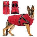 Dog Winter Coat with Harness Built-in | Waterproof Dog Jacket with Zipper & Fleece Lining | Reflective Cold Weather Coat for Small Medium Large Dogs, Size: L