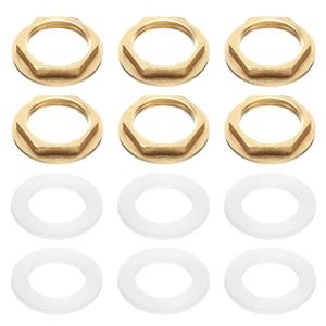 uxcell 6Pcs Brass Lock Nuts Pipe Fitting, 3/4 Inch BSP Female Hex Locknut, Flange Single Hole Faucet Lock Nut with Silicone Washer for Kitchen Basin Sink Plumbing