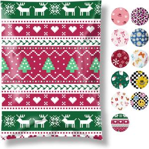 Fuxury Christmas Poly Mailers 10x13 Inch 100 Pack,Sturdy Shipping Bags for Clothes, Self Adhesive Shipping Envelopes, Waterproof Mailing Packaging Bag for Small Business Red Tree Elk Love