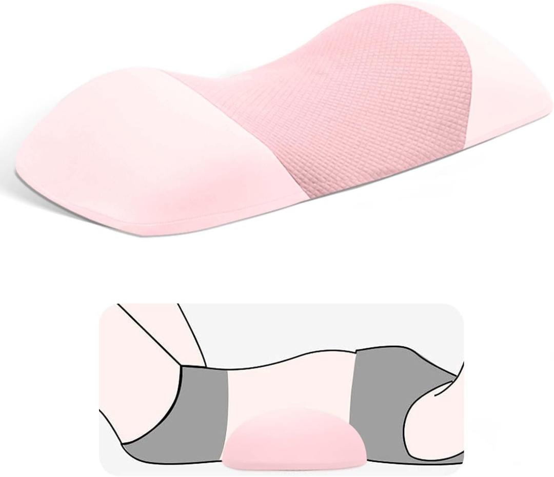 Lumbar Support Pillow for Sleeping,Premium Memory Foam Lower Back Pain Relief Bed Rest Support Pillows for Car Bed,Couch,Waist Support Care Cushion,Sleep Lumbar Pillow (Light Pink)