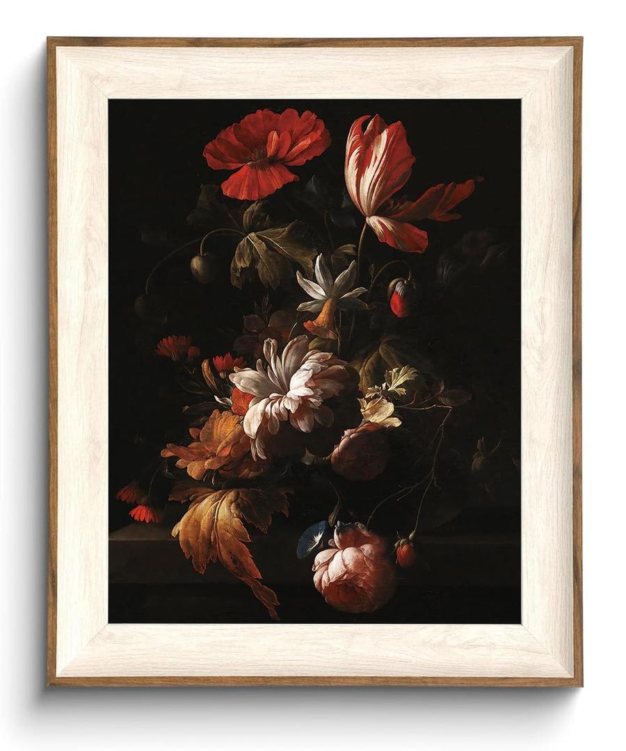 White Hydrangea Wall Art Vintage Floral Canvas Prints Framed 16x24in