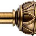 Antique Brass Curtain Rods for Windows 18 to 45 Inches,Adjustable Decorative Drapery Rods,Heavy Duty Curtain Rod with Netted Ball Finials