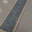 Boho 2x6 Non Slip Kitchen Rug Runner - Light Blue Washable Rug for Bathroom, Laundry Room, Hallway, Non Slip with Rubber Backing, Floral Eclectic Unique Runner Decor