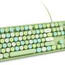KNOWSQT Wired Computer Keyboard - Green Colorful Retro Full Size Round Keycaps Plug and Play Typewriter Cute Keyboards for Windows, Laptop, PC, Desktop, Computer