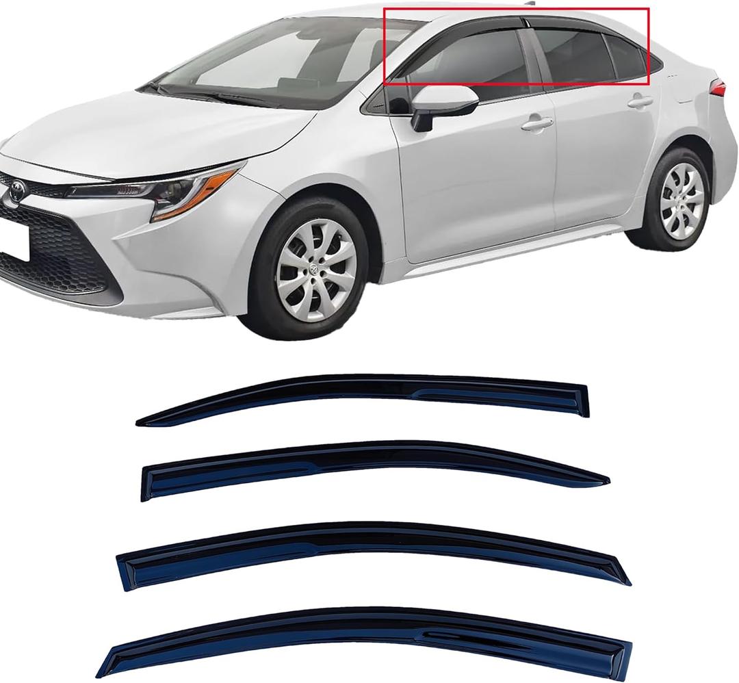 Window Visors for Toyota Corolla Sedan 2020-2025 | Side Window Rain Guards | Smoke Tinted Deflectors,No-Drill Weather Protection, Compatible with LE/SE/XLE Sedan Models