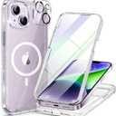 Miracase Magnetic for iPhone 14 Case 6.1", [Built-in Tempered Glass Screen Protector + Lens Protector] [Compatible with MagSafe] Full-Body Protective Bumper 14 Phone Cover, Clear Glitter