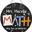 Math Teacher Sign for women, Math Decor, Math Class Chalkboard Sign, Math Teacher Gift, 12" Wooden Personalized Math Classroom Decor, Mathematic Teacher Door Sign Must Haves (She has Problems)