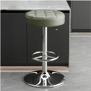 Adjustable Vanity Stool 60-80cm(24-31inch), 360 Swivel Bar Chair for Makeup Room, Red/Black/Brown/Green/Grey/White Faux Leather Stool for Bathroom & Living Room(Green,Silver Legs)