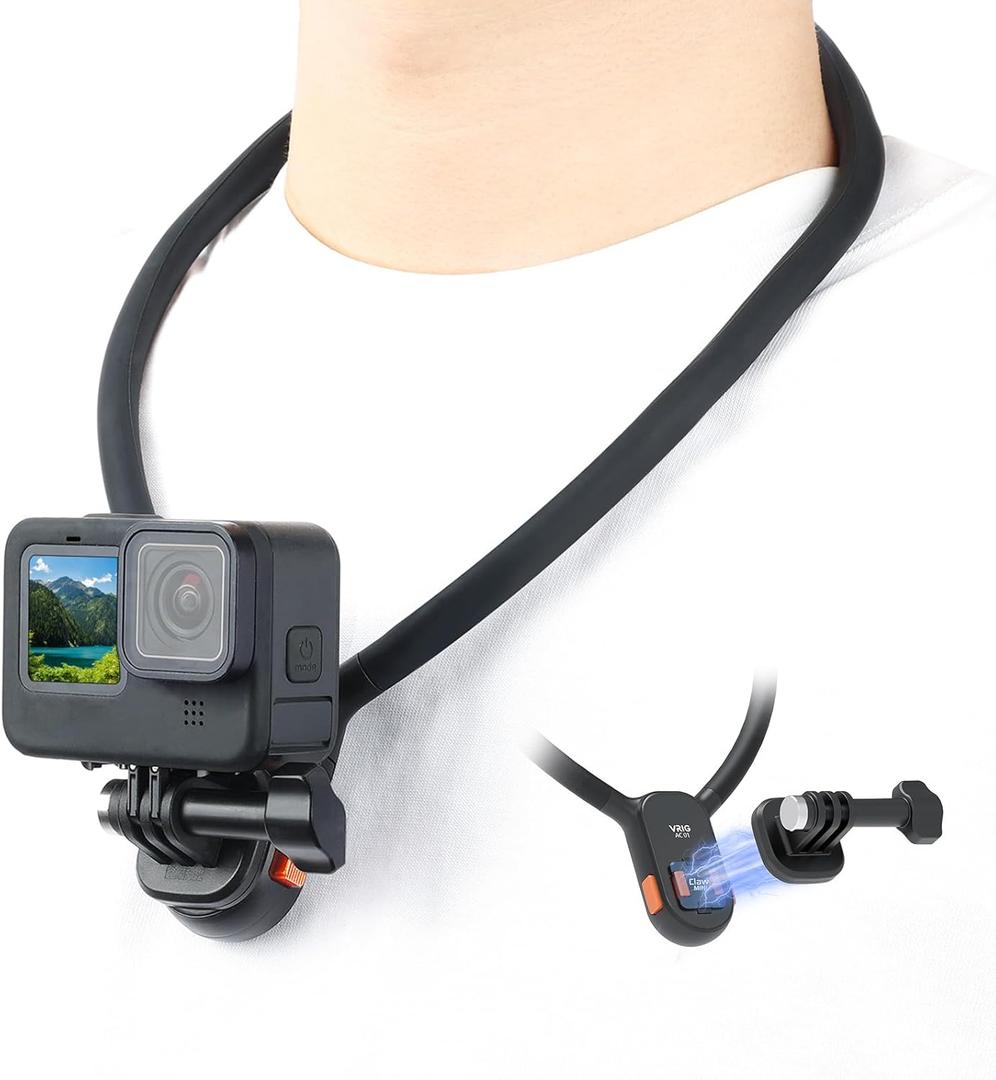 VRIG Magnetic Neck Mount for GoPro,DJI Osmo Action 5Pro/4/3,Magnetic Necklace Holder,Quick Release Magnetic Holder,Vlog Aceessories,Action Camera POV Mount Compatible with GoPro Hero 13 12 11 10 9