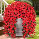 HyeFlora Artificial Fake Hanging Plants Flowers for Outdoor Outside Spring Decoration, 2 PCS Faux Silk Daisy Red Orchid Vines UV Resistant Realistic for Home Indoor Porch Patio Balcony