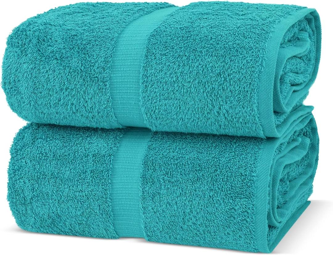 Chakir Turkish Linens, 100% Cotton Premium Quality Turkish Bath Sheets (35''x70'' Large Bath Sheet Towels - Aqua) 2 Pack