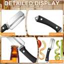 2Pcs Premium Vegetable Peeler with Wooden Handle and Bottle Opener,Multifunctional 3-in-1 Stainless Steel Kitchen Tool for various fruits and vegetables that require peelingBlack + Brown